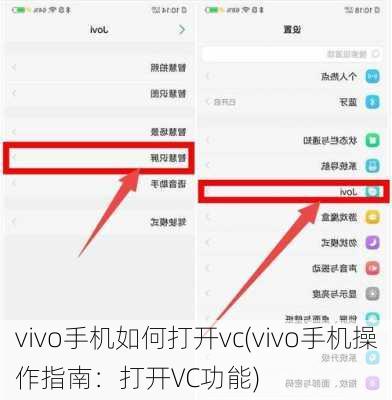 vivo手机如何打开vc(vivo手机操作指南：打开VC功能)