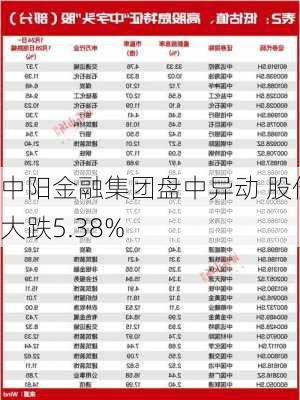 中阳金融集团盘中异动 股价大跌5.38%