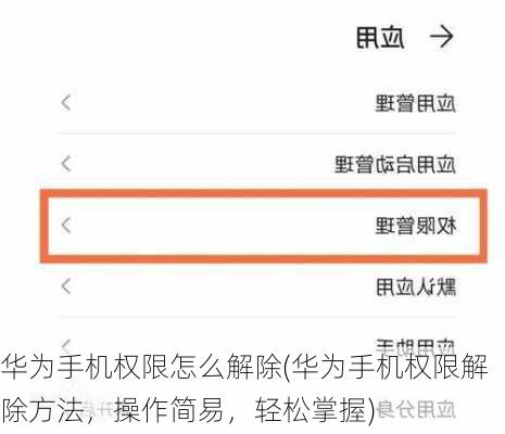 华为手机权限怎么解除(华为手机权限解除方法，操作简易，轻松掌握)