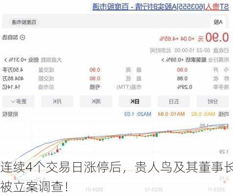 连续4个交易日涨停后，贵人鸟及其董事长被立案调查！