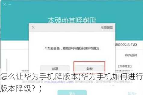 怎么让华为手机降版本(华为手机如何进行版本降级？)