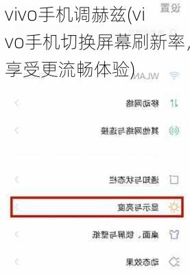 vivo手机调赫兹(vivo手机切换屏幕刷新率，享受更流畅体验)