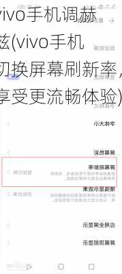 vivo手机调赫兹(vivo手机切换屏幕刷新率，享受更流畅体验)