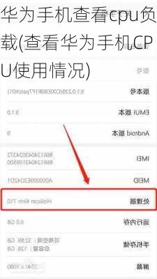 华为手机查看cpu负载(查看华为手机CPU使用情况)