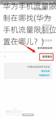 华为手机流量限制在哪找(华为手机流量限制位置在哪儿？)