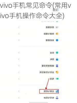 vivo手机常见命令(常用vivo手机操作命令大全)