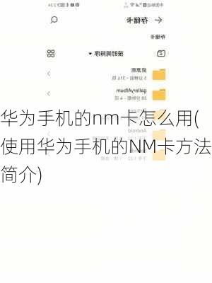 华为手机的nm卡怎么用(使用华为手机的NM卡方法简介)