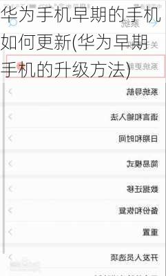 华为手机早期的手机如何更新(华为早期手机的升级方法)