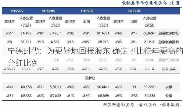 宁德时代：为更好地回报股东 确定了比往年更高的分红比例