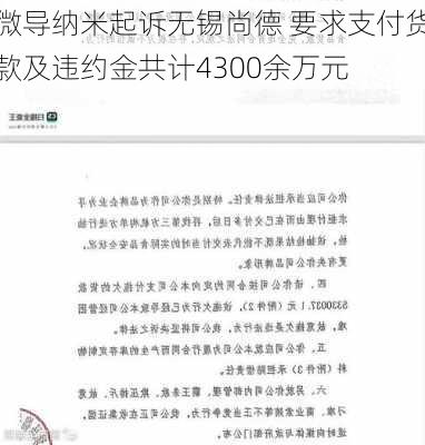 微导纳米起诉无锡尚德 要求支付货款及违约金共计4300余万元