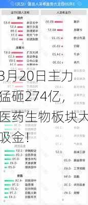 3月20日主力猛砸274亿，医药生物板块大吸金！