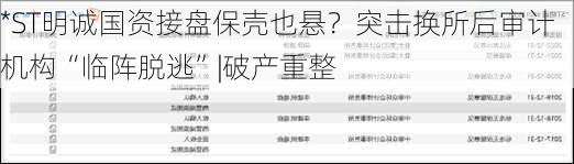 *ST明诚国资接盘保壳也悬？突击换所后审计机构“临阵脱逃”|破产重整