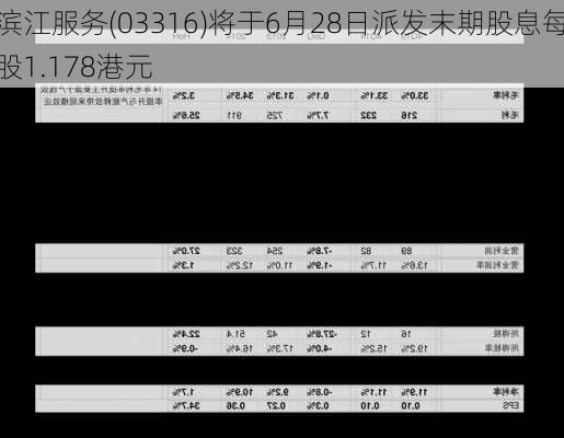 滨江服务(03316)将于6月28日派发末期股息每股1.178港元