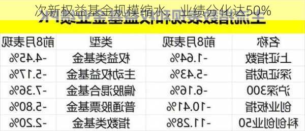 次新权益基金规模缩水，业绩分化达50%