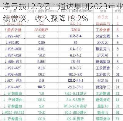 净亏损12.3亿！通达集团2023年业绩惨淡，收入骤降18.2%