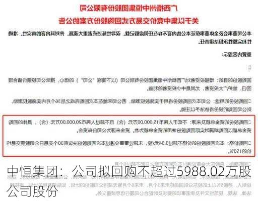 中恒集团：公司拟回购不超过5988.02万股公司股份