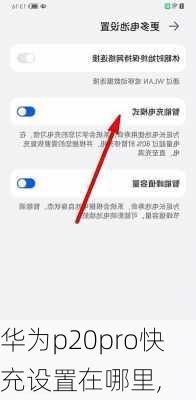 华为p20pro快充设置在哪里,