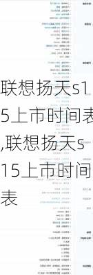 联想扬天s15上市时间表,联想扬天s15上市时间表