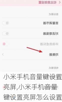 小米手机音量键设置亮屏,小米手机音量键设置亮屏怎么设置