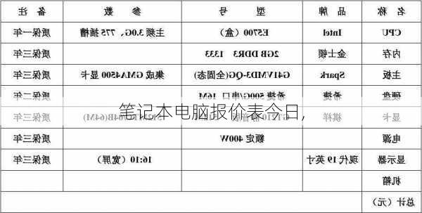 笔记本电脑报价表今日,