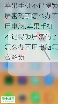 苹果手机不记得锁屏密码了怎么办不用电脑,苹果手机不记得锁屏密码了怎么办不用电脑怎么解锁