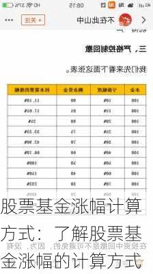 股票基金涨幅计算方式：了解股票基金涨幅的计算方式