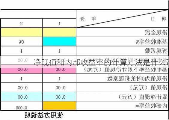 净现值和内部收益率的计算方法是什么?