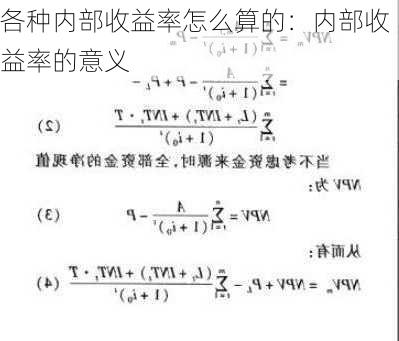 各种内部收益率怎么算的：内部收益率的意义