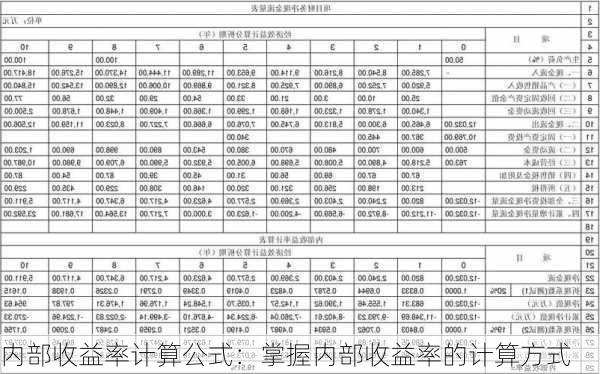 内部收益率计算公式：掌握内部收益率的计算方式