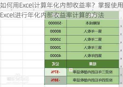 如何用Excel计算年化内部收益率？掌握使用Excel进行年化内部收益率计算的方法