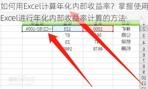 如何用Excel计算年化内部收益率？掌握使用Excel进行年化内部收益率计算的方法