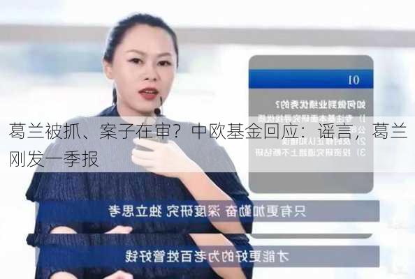 葛兰被抓、案子在审？中欧基金回应：谣言，葛兰刚发一季报