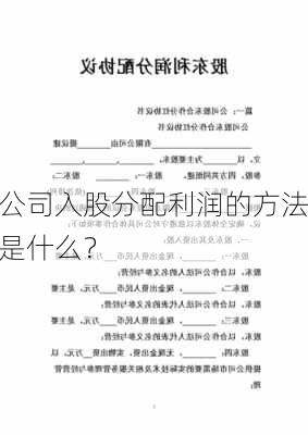 公司入股分配利润的方法是什么？