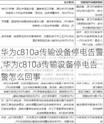 华为c810a传输设备停电告警,华为c810a传输设备停电告警怎么回事