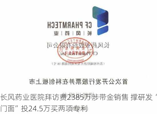 长风药业医院拜访费2385万涉带金销售 撑研发“门面”投24.5万买两项专利