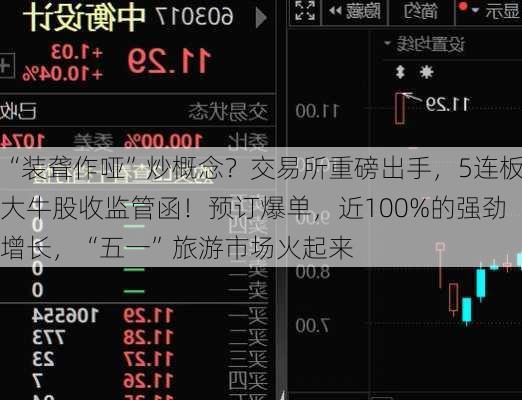 “装聋作哑”炒概念？交易所重磅出手，5连板大牛股收监管函！预订爆单，近100%的强劲增长，“五一”旅游市场火起来