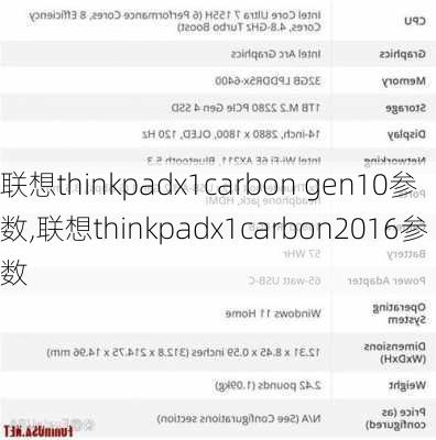 联想thinkpadx1carbon gen10参数,联想thinkpadx1carbon2016参数