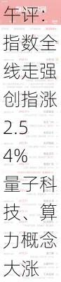 午评：指数全线走强创指涨2.54% 量子科技、算力概念大涨