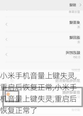 小米手机音量上键失灵,重启后恢复正常,小米手机音量上键失灵,重启后恢复正常了