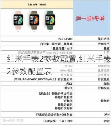 红米手表2参数配置,红米手表2参数配置表