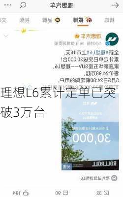 理想L6累计定单已突破3万台