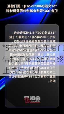 *ST文投：股东厦门信托汇金1667号终止减持计划