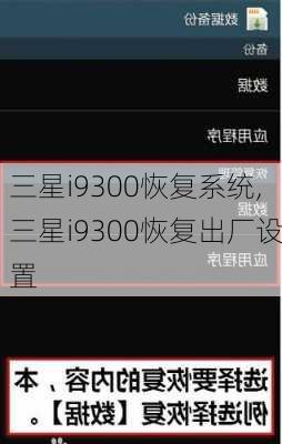 三星i9300恢复系统,三星i9300恢复出厂设置