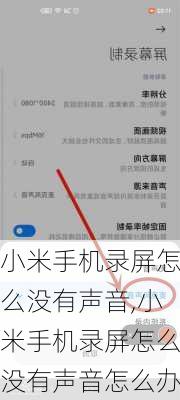 小米手机录屏怎么没有声音,小米手机录屏怎么没有声音怎么办