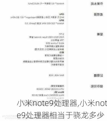 小米note9处理器,小米note9处理器相当于骁龙多少