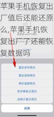 苹果手机恢复出厂值后还能还原么,苹果手机恢复出厂了还能恢复数据吗