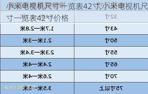 小米电视机尺寸一览表42寸,小米电视机尺寸一览表42寸价格