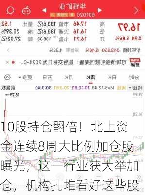 10股持仓翻倍！北上资金连续8周大比例加仓股曝光，这一行业获大举加仓，机构扎堆看好这些股