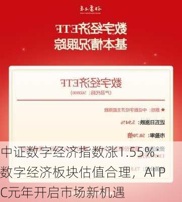 中证数字经济指数涨1.55%：数字经济板块估值合理，AI PC元年开启市场新机遇