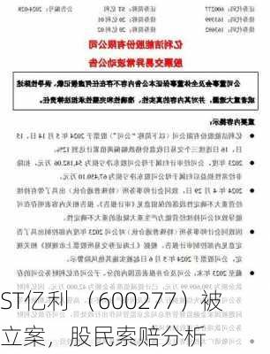 ST亿利 （600277）被立案，股民索赔分析